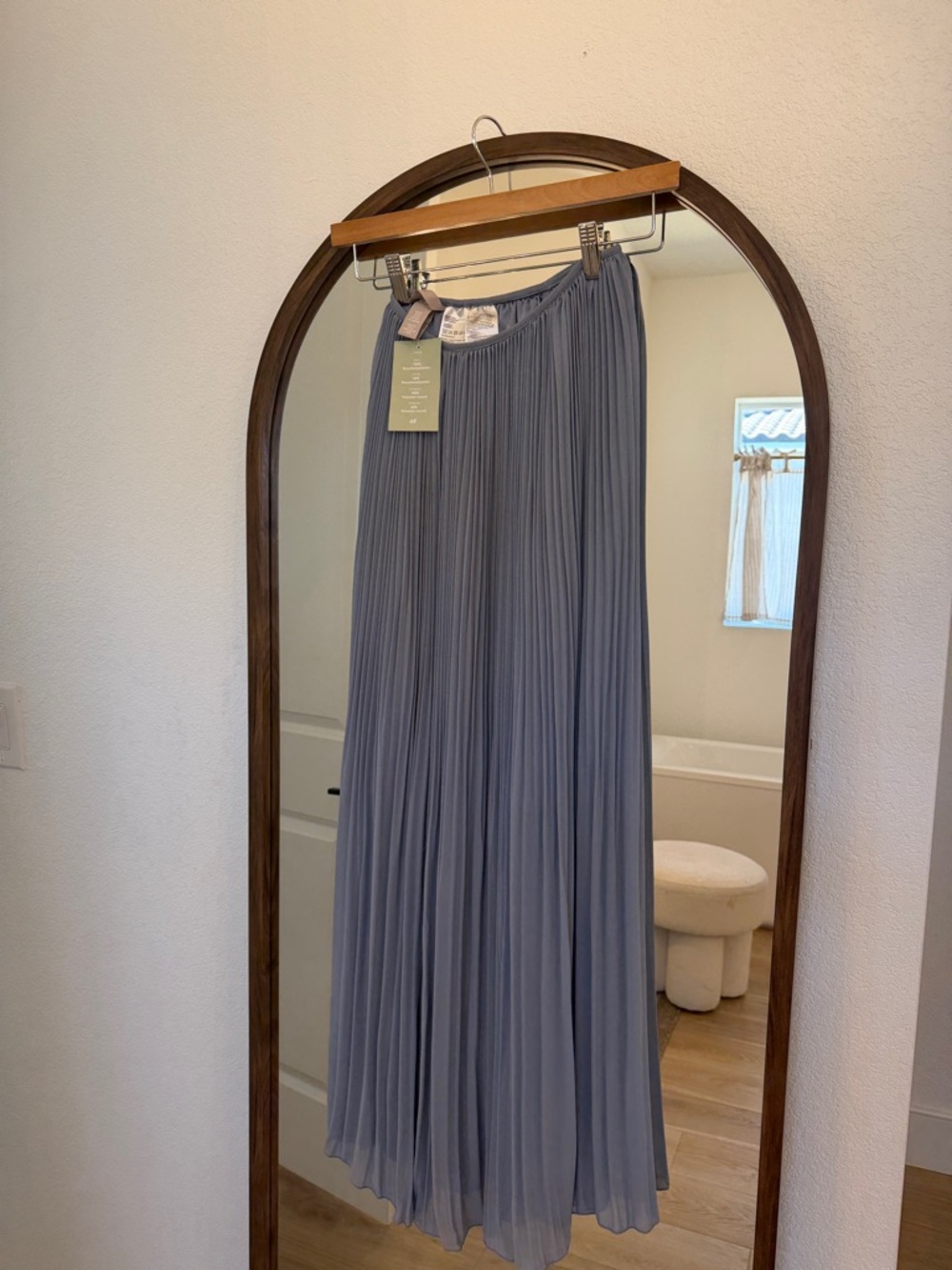 H&M Pleated Maxi Skirt in Dusty Blue Gray